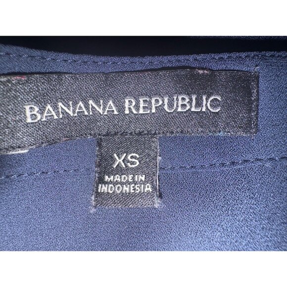 Banana Republic Womens XS Navy Blue Long Sleeve V-Neck Blouse 100% Polyester - Picture 3 of 14